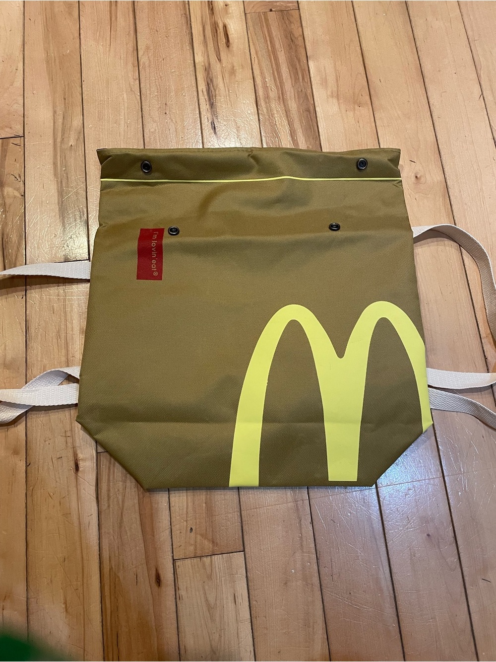 McDonald's Olive Green Backpack with Yellow Arch Graphic